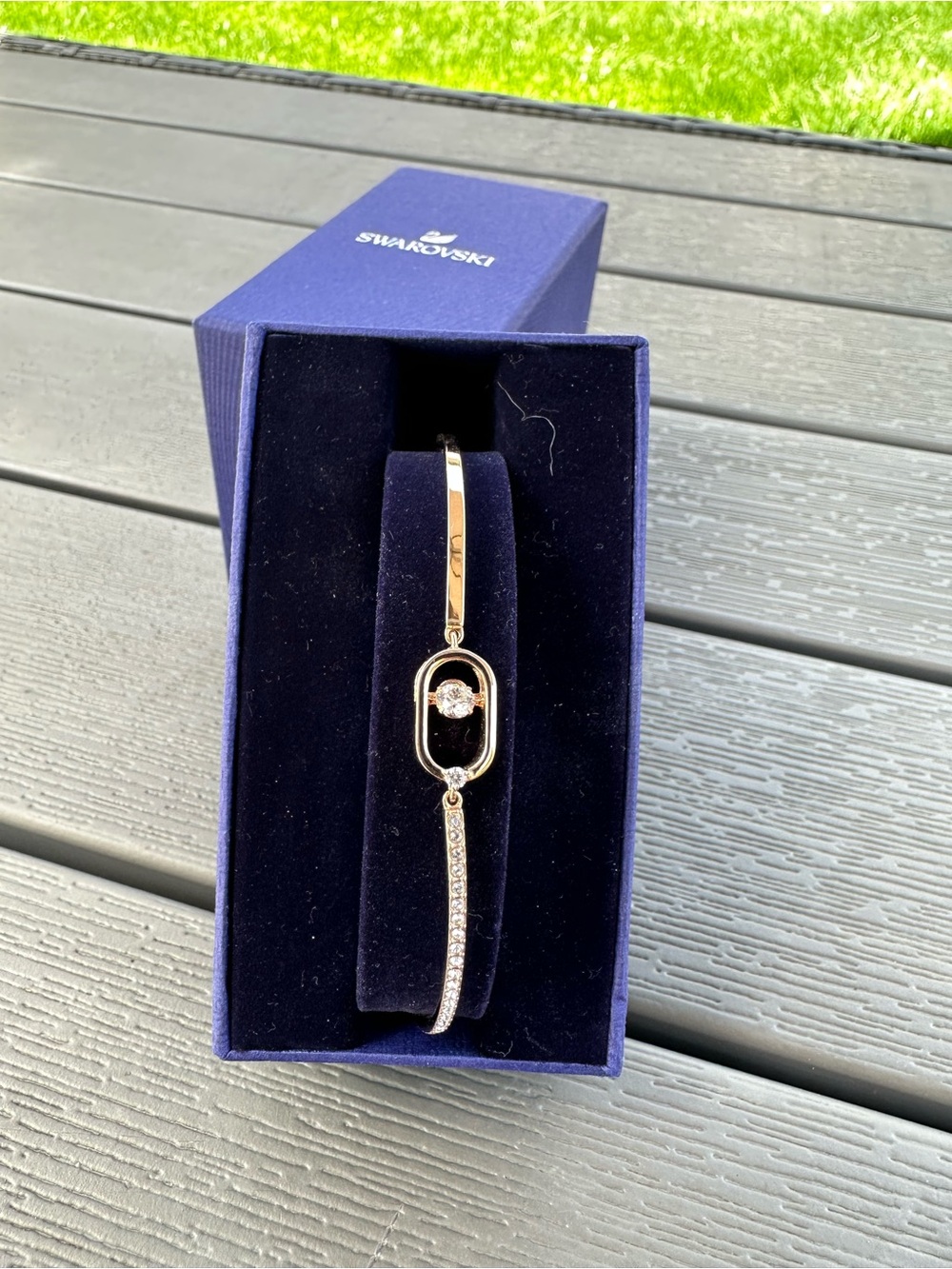 Swarovski Rose Gold Plated White Sparkle Dance Oval Shape Bracelet